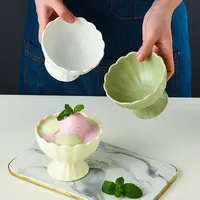 Nouveau bol de crème glacée en céramique créative assiette de collation rétro à jambes hautes thé délicat, fruits et soucoupe bol à Dessert français