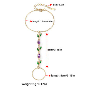 Bracelet chaîne et maillons en alliage de zinc PFT, style mitaine, motif floral et feuille, tendance, pour <span class=keywords><strong>femme</strong></span>, avec bracelet parfait – Meilleure vente - Product Image 5