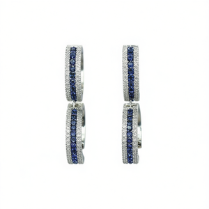Orecchini a Cerchio E3728 per Donna in Argento 925 Placcato Rodio con Cristalli e Strass, Stile Classico per Uso Quotidiano - Product Image 1