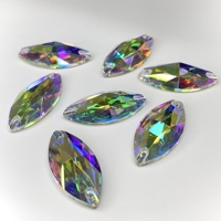 Cristaux AB multicolores, strass plats avec 2 trous, boutons brillants dorés à coudre en différentes formes pour la décoration de vêtements