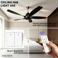 Ventilateur de plafond BLDC noir mat 56 pouces 5 pales sans lumière, moteur DC silencieux avec télécommande pour hôtel, commerce, salon