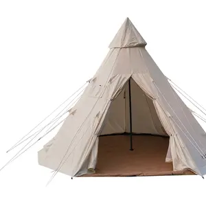 5M*5M*3.5M Indian Tipi Tent Cotton Canvas Pyramid Camping Teepee Tent Cotton Oxford Tent Without Centre Pole Waterproof Pyramid