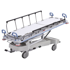 Carro de plataforma elevable de aleación de aluminio con barandilla, altura ajustable, carro de hospital, cama de enfermería manual con 4 ruedas - Product Image 1