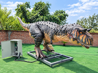 Statue de dinosaure animatronique de simulation grandeur nature, modèle Carnotaurus à servomoteur pour utilisation en extérieur (foire et centre commercial)