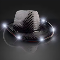 Cappello da Cowboy Luminoso con Paillettes Argento 2026 per Adulti, Fedora da Cowgirl che si Illumina, per Feste e Attività all'Aperto, Adatto a Tutte le Stagioni
