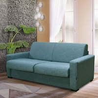 Canapé-lit CITY moderne convertible pour salon, 195 cm, tissu turquoise, rembourrage en mousse, structure en maille électrosoudée, 2 places