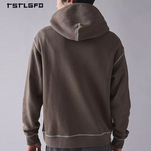 Sweat-shirt à capuche brodé style workwear pour homme, en coton biologique recyclé GRS, écologique, robuste, avec poche kangourou, coupe oversize - Product Image 3