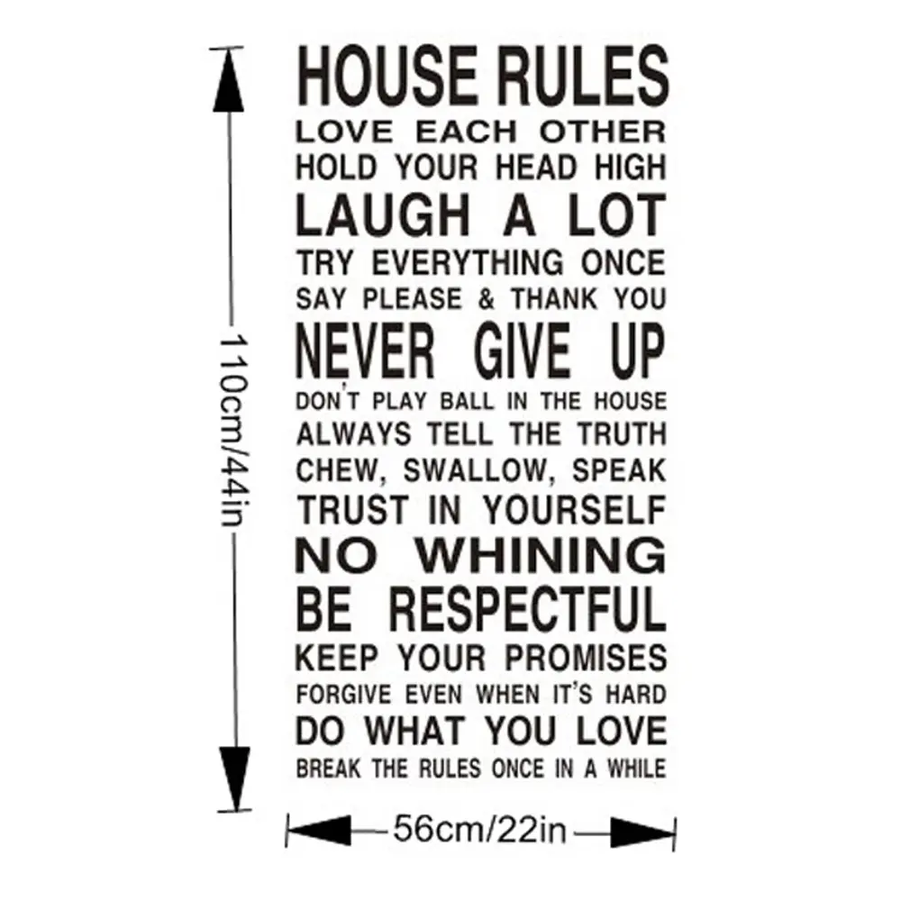 3d art vinyl wall decal stickers quotes house rule large decorative wall stickers