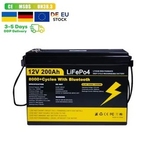 EN STOCK EN LA UE: Batería Lifepo4 de Alta Calidad, 12V 100Ah/200Ah/300Ah, 8000 Ciclos, Personalizable, para Energía Solar Portátil en Exteriores - Product Image 1