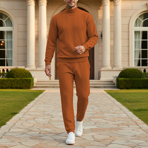 Suéter de punto jacquard cálido de cuello alto para hombre, talla europea, color liso, moda diaria, otoño e invierno - Product Image 5