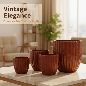 Pots de fleurs en céramique au design classique et moderne, durables, pour l'intérieur et l'extérieur, avec trous de drainage, finition émaillée, vente en gros - Product Image 4