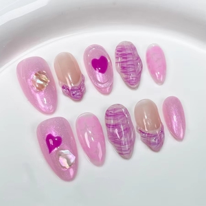 <span class=keywords><strong>Uñas</strong></span> Postizas <span class=keywords><strong>de</strong></span> Gel Acrílico <span class=keywords><strong>de</strong></span> Alta Calidad con Diseño <span class=keywords><strong>de</strong></span> Corazón Dulce Sueño, Patrón Personalizado <span class=keywords><strong>de</strong></span> Grano <span class=keywords><strong>de</strong></span> Vaca y Almendra, Estilo Stiletto - Product Image 5