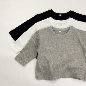Camiseta Infantil Casual de <span class=keywords><strong>Manga</strong></span> <span class=keywords><strong>Larga</strong></span> con Cuello Redondo, Color Sólido, Otoño 2026, Venta al Por Mayor - Product Image 2