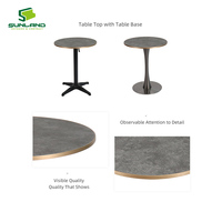 Plateau de table circulaire SCB pour café, bistrot, terrasse, avec bordure en aluminium, pour intérieur et extérieur