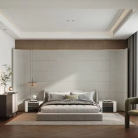 Ensemble de mobilier de luxe pour villa de direction, lit plateforme king-size avec tête de lit, standard hôtelier 5 étoiles, pour chambre principale de villa