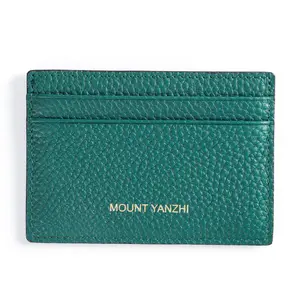 Low MOQ Luxury Handmade Customized Logo Genuine Leather ID Card Holder Wallet Slim Cardholder Credit Card Cover