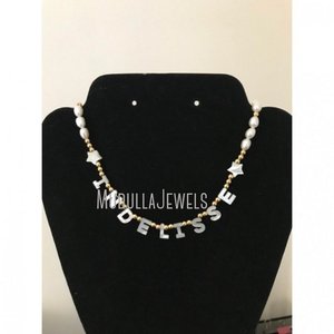 NM42403 collana con nome personalizzato perle autentiche e madri perle stella placcata in oro con perline collana con nome a catena - Product Image 4