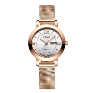 Montre Femme Tendance Simple à Bracelet en Maille, Étanche avec Aiguilles Lumineuses, Mouvement Quartz et Calendrier Anglais Réglable – Vente en Gros - Product Image 4