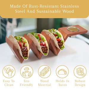Plateau à tacos en <span class=keywords><strong>bois</strong></span> de bambou durable avec bols en acier inoxydable, parfait pour les fêtes et les médias sociaux - Product Image 5