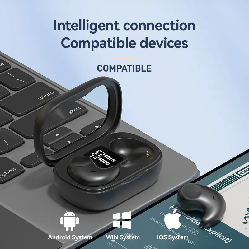 Fones de ouvido Sleep, Bluetooth V5.3 Touch Fones de ouvido Bluetooth sem fio de alta fidelidade de baixa latência