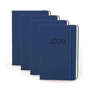 Navy Blue Custom LOGO Ruled Lined <b>Journal</b> Notebook A5 Hardcover PU Leather 100 Sheets for Students - Product Image 1