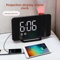 Horloge de table/de bureau rectangulaire avec projection radio, affichage LED grand écran, double alarme FM, fournie par le fabricant