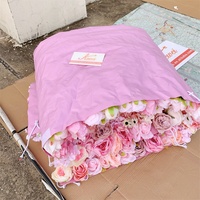 A-634 erröten rosa 3D Hochzeit Blume Wand Hintergrund Roll-up künstliche Rosen Elegante Rose Wand für Hochzeiten