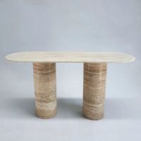 Table basse ovale de luxe en pierre naturelle, style nordique, pour salon, avec plateau en marbre travertin blanc