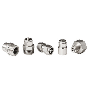 304 Stainless Steel Quick Connect Fitting Straight Through Lock Nut For Pneumatic System Customizable With Pu PTFE Nylon Tubing - Product Image 2