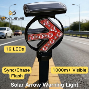 Luz de Advertencia de Tráfico Solar con 16 LED, Material ABS/PC, 150x66x336mm, con Luz Intermitente y Película Reflectante 3M, IP66 - Product Image 1
