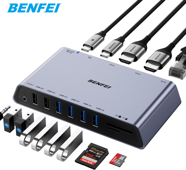 BENFEI DisplayLink 12-in-1 USB 3.0 Universal Docking Station