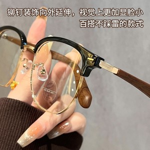 31166 Monture de lunettes optiques demi-cerclées, taille moyenne, lentille en PC, anti-lumière bleue, design quadrilatère unisexe pour hommes et femmes - Product Image 3
