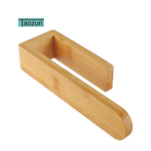 Porte-serviettes en <span class=keywords><strong>bambou</strong></span> auto-adhésif, porte-serviettes en bois naturel décoratif pour salle de bain - Product Image 1