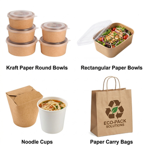 Custom Logo Eco-Friendly Biodegradable Round Paper Bowl Disposable Food Salad Bowl for Restaurant Lunch Takeout Delivery - Product Image 5