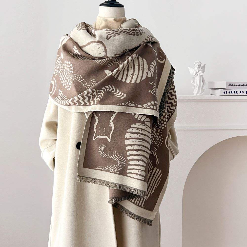 Cartoon Shawl Winter Warmth With Style for Women
