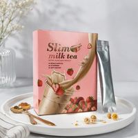 Thé au lait minceur aux herbes naturelles pour brûler les graisses, détox rapide, perte de poids en 7, 14, 28 jours, saveur fraise, boîte faible en glucides