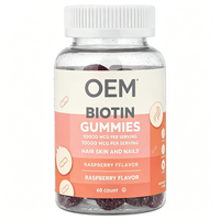 OEM Özel Etiketli Biotin Jelibonları 60 Adet 10000 MCG Ahududu Aromalı Besin Takviyesi