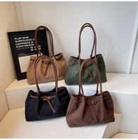 Tas Tote Wanita Premium Tekstur Vintage Niche Suede Frosted Lipit Model Dumpling Tahan Air dengan Ritsleting, Promo Hot Sale