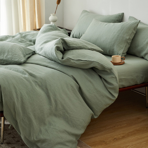 Luxus natürliche Salbei grün erweichen Queen-Size-King-Size-USA Französisch Flachs Bettlaken aus reinem Leinen Bettwäsche-Set Leinen Bettwäsche-Set - Product Image 2