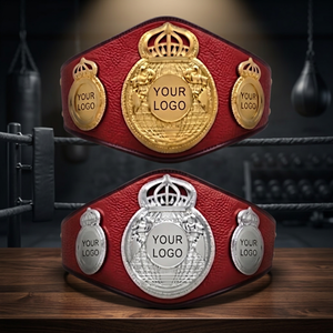 Ceinture de championnat de boxe personnalisée, or, argent, métal, ceinture de titre d'arts martiaux, cuir PU rouge, unisexe, durable - Product Image 3