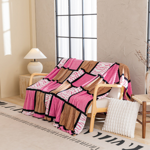 Nhà Máy Giá Mềm Nhuộm Cực Flannel Lông Cừu Chăn Polyester Sọc Đồng Bằng Phong Cách Ném Cho Giường - Product Image 2