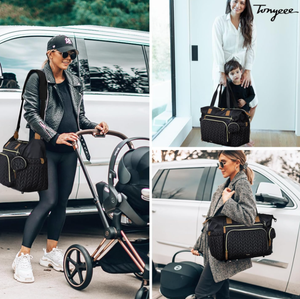 Grande borsa impermeabile Vintage pieghevole da viaggio Tote ciuccio custodia fasciatoio Black Baby Bag per parto - Product Image 6