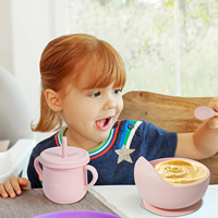 Ensemble d'ustensiles de repas pour enfants en silicone sans BPA, assiettes à ventouse, bol, bavoir, vaisselle, kit d'alimentation pour bébés - Fournisseur d'usine 2026