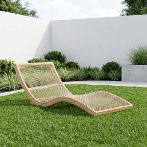 Tumbona de Madera Moderna para Exteriores, Reclinable Manual, Diseño Contemporáneo, Respaldo Sólido, Sin Brazos, Silla de Playa Resistente con Inclinación - Product Image 3