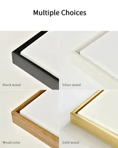 Marco flotante de madera blanca y negra para pared, accesorio decorativo de fábrica para pintura de lienzo