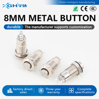 Interrupteur à bouton-poussoir YUDA 8 mm en métal étanche 12 V IP66 à réinitialisation automatique/verrouillage, grande tête, 1NO, broche soudée, équipement industriel