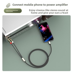 Typ-C Dual-RCA-Splitterkabel mit verzinntem Kupferleiter für Telefone, Verstärker und Lautsprecher – RAC-<span class=keywords><strong>Audio</strong></span>-Adapter - Product Image 4