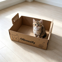 Bac à litière pour chat jetable personnalisé, en carton kraft enduit imperméable, pliable, portable, avec poignées, impression UV