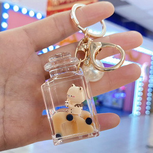 Dầu Đầy Trà Sữa Gấu Bong Bóng Trà Sữa Cốc Cà Phê Màu Gấu <span class=keywords><strong>Keychain</strong></span> Cát Chai Acrylic Mặt Dây Chuyền - Product Image 5