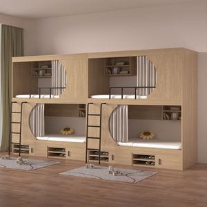 Lit superposé multifonctionnel pour le personnel, design capsule spatiale, lit mezzanine pleine grandeur pour chambre d'hôtel, dortoir étudiant, <span class=keywords><strong>auberge</strong></span> <span class=keywords><strong>de</strong></span> <span class=keywords><strong>jeunesse</strong></span> - Product Image 1
